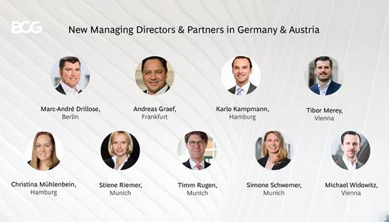 BCG appoints nine new partners in Germany and Austria
