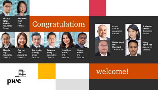 PwC appoints twelve new partners and directors in Malaysia